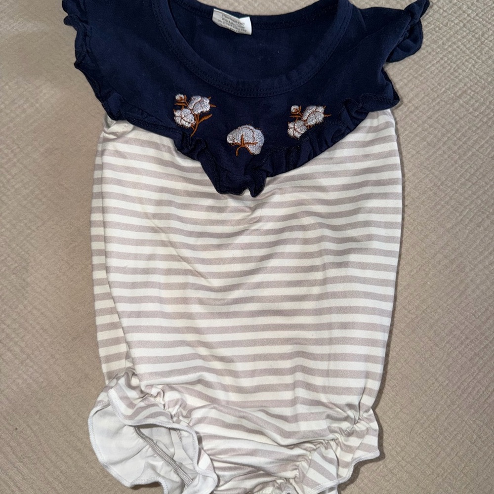 Striped Navy and White Kids One Piece